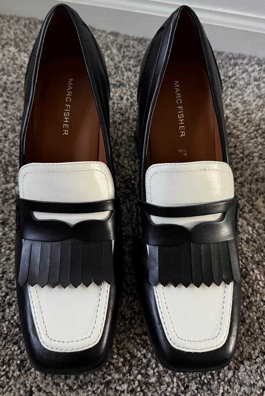 Marc Fisher Hamish block heel square toe loafers women's size 8.5